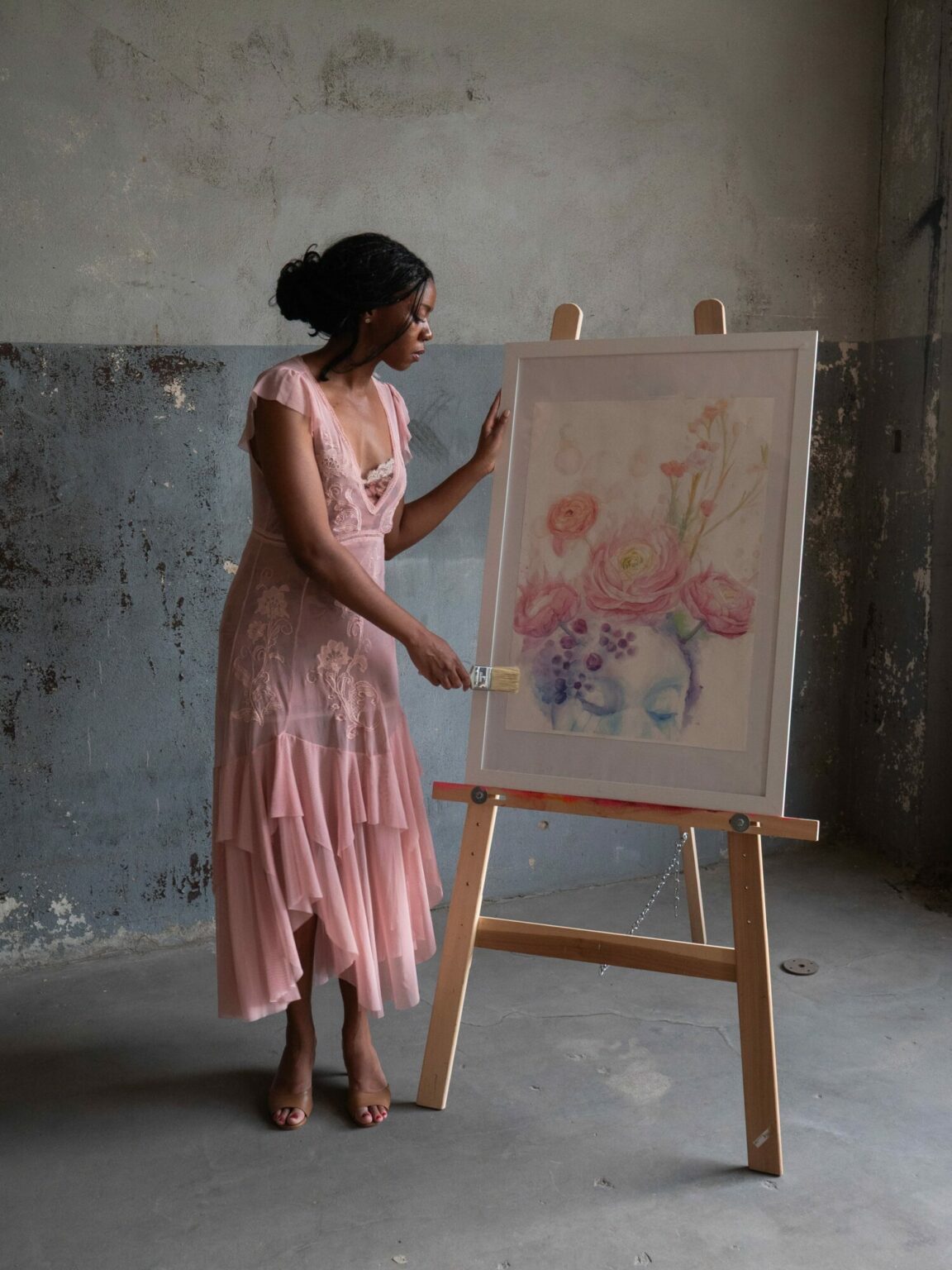 Bukola painting flowers